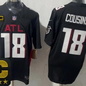 Atlanta Falcons #18 Kirk Cousins Limited Black C Patch FUSE Vapor Jersey