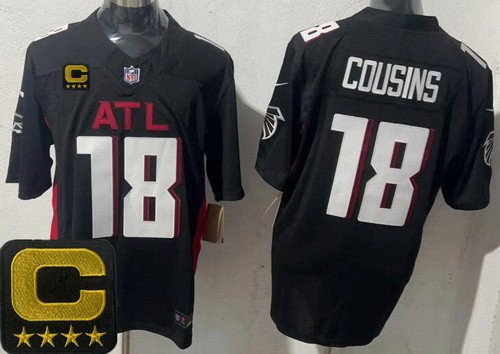 Atlanta Falcons #18 Kirk Cousins Limited Black C Patch FUSE Vapor Jersey