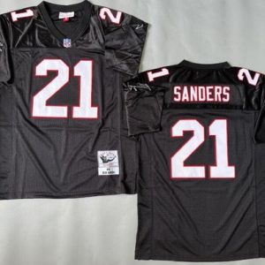 Atlanta Falcons #21 Deion Sanders Black 1992 Throwback Jersey