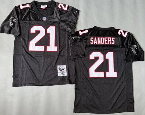 Atlanta Falcons #21 Deion Sanders Black 1992 Throwback Jersey