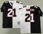 Atlanta Falcons #21 Deion Sanders Black White Split 1992 Throwback Jersey