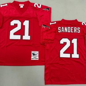 Atlanta Falcons #21 Deion Sanders Red 1992 Throwback Jersey