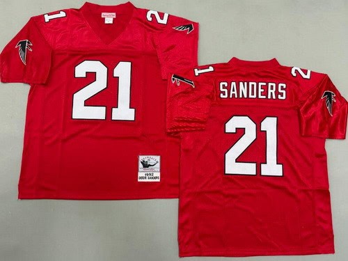 Atlanta Falcons #21 Deion Sanders Red 1992 Throwback Jersey