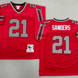Atlanta Falcons #21 Deion Sanders Red Gray 1992 Throwback Jersey