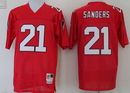 Atlanta Falcons #21 Deion Sanders Red Throwback Jersey
