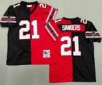 Atlanta Falcons #21 Deion Sanders Red White Split 1989 Throwback Jersey