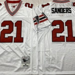 Atlanta Falcons #21 Deion Sanders White 1989 Throwback Jersey