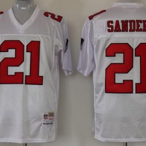 Atlanta Falcons #21 Deion Sanders White Throwback Jersey