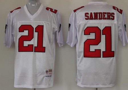 Atlanta Falcons #21 Deion Sanders White Throwback Jersey