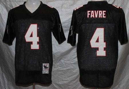 Atlanta Falcons #4 Brett Favre Black Throwback Jersey