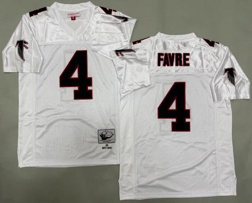 Atlanta Falcons #4 Brett Favre White 1991 Throwback Jersey