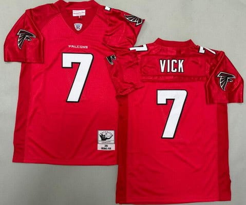 Atlanta Falcons #7 Michael Vick Red 2003 Throwback Jersey