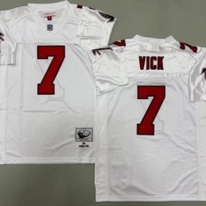 Atlanta Falcons #7 Michael Vick White 2001 Throwback Jersey