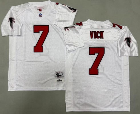 Atlanta Falcons #7 Michael Vick White 2001 Throwback Jersey