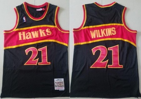 Atlanta Hawks #21 Dominique Wilkins Black 1986 Throwback Swingman Jersey