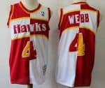 Atlanta Hawks #4 Spud Webb Red White Split 1986 Throwback Swingman Jersey