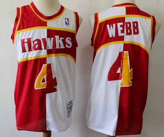 Atlanta Hawks #4 Spud Webb Red White Split 1986 Throwback Swingman Jersey