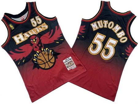 Atlanta Hawks #55 Dikembe Mutombo Red 1996 Throwback Swingman Jersey