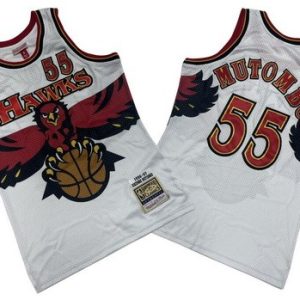 Atlanta Hawks #55 Dikembe Mutombo White 1996 Throwback Swingman Jersey