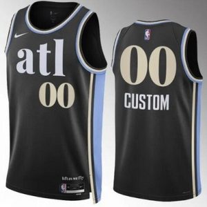 Atlanta Hawks Custom Black 2023 City Icon Heat Press Jersey