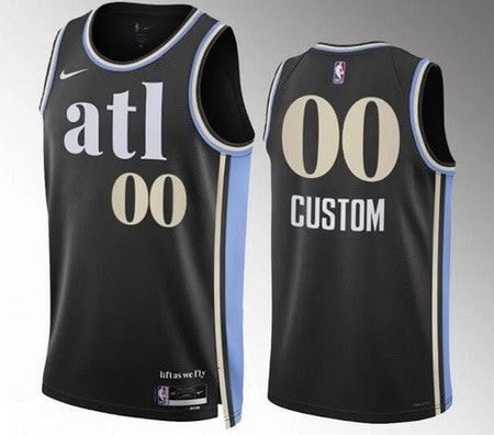 Atlanta Hawks Custom Black 2023 City Icon Heat Press Jersey
