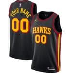 Atlanta Hawks Custom Black Statement Icon Heat Press Jersey