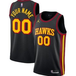 Atlanta Hawks Custom Black Statement Icon Heat Press Jersey