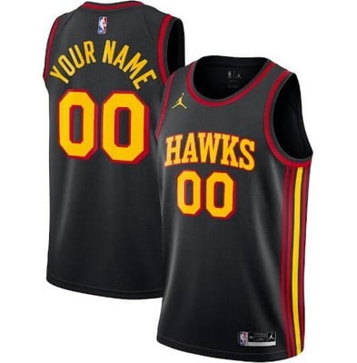 Atlanta Hawks Custom Black Statement Icon Heat Press Jersey