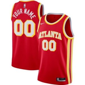 Atlanta Hawks Custom Red Icon Hot Press Jersey