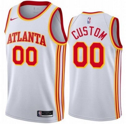 Atlanta Hawks Custom White Association Icon Hot Press Jersey