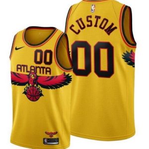 Atlanta Hawks Custom Yellow 2022 City Icon Hot Press Jersey