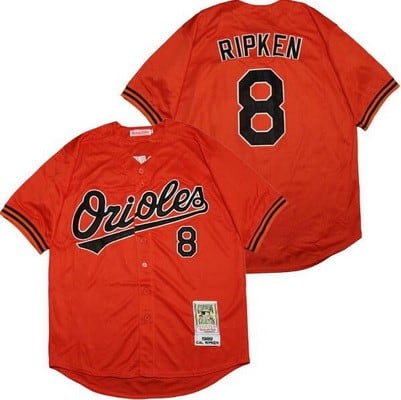 Baltimore Orioles #8 Cal Ripken Orange 1989 Throwback Jersey