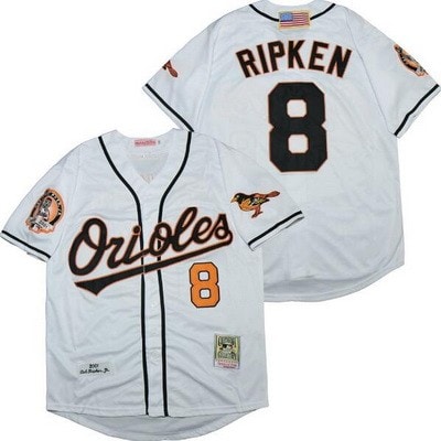 Baltimore Orioles #8 Cal Ripken White 2001 Throwback Jersey