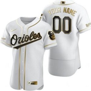 Baltimore Orioles Customized White Gold Authentic Jersey