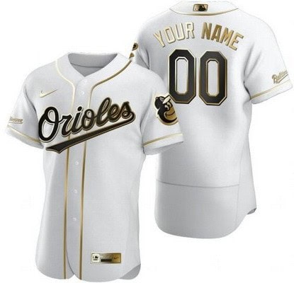 Baltimore Orioles Customized White Gold Authentic Jersey