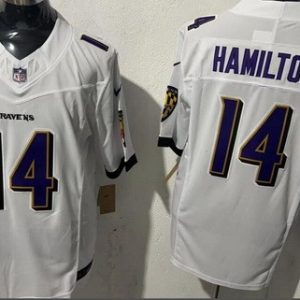 Baltimore Ravens #14 Kyle Hamilton Limited White FUSE Vapor Jersey