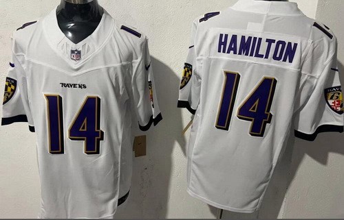 Baltimore Ravens #14 Kyle Hamilton Limited White FUSE Vapor Jersey