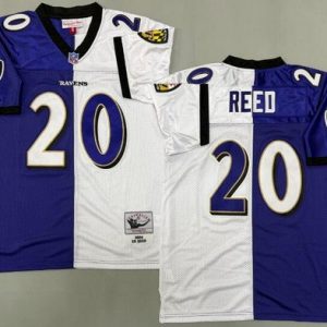 Baltimore Ravens #20 Ed Reed Purple White Split 2004 Throwback Jersey