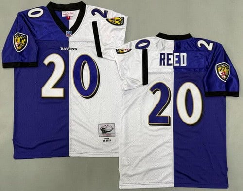 Baltimore Ravens #20 Ed Reed Purple White Split 2004 Throwback Jersey