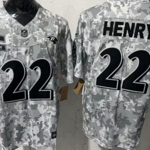 Baltimore Ravens #22 Derrick Henry Limited Arctic Camo 2024 Salute to Service Jersey