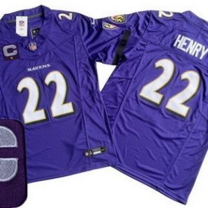 Baltimore Ravens #22 Derrick Henry Limited Purple C Patch FUSE Vapor Jersey