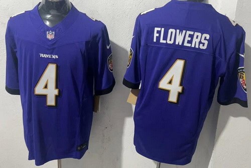 Baltimore Ravens #4 Zay Flowers Limited Purple FUSE Vapor Jersey