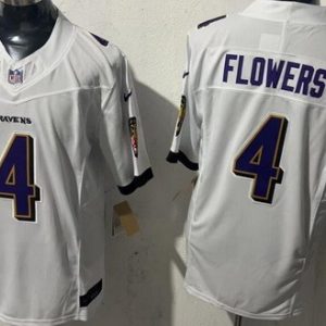 Baltimore Ravens #4 Zay Flowers Limited White FUSE Vapor Jersey