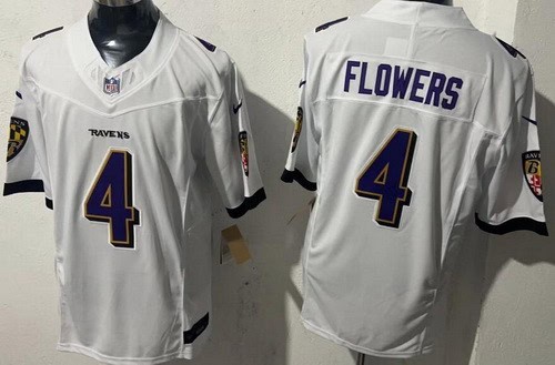 Baltimore Ravens #4 Zay Flowers Limited White FUSE Vapor Jersey