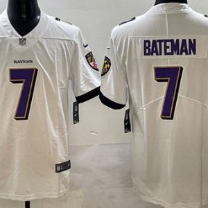 Baltimore Ravens #7 Rashod Bateman Limited White Vapor Jersey