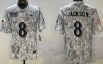 Baltimore Ravens #8 Lamar Jackson Limited Arctic Camo 2024 Salute to Service Jersey