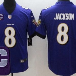 Baltimore Ravens #8 Lamar Jackson Limited Purple C Patch Vapor Jersey
