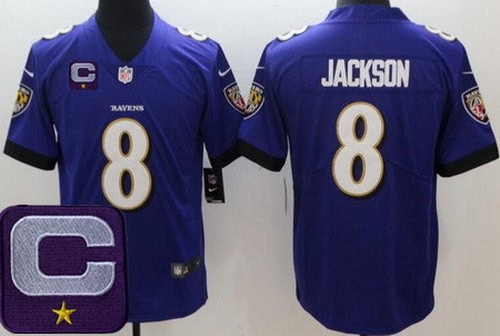 Baltimore Ravens #8 Lamar Jackson Limited Purple C Patch Vapor Jersey