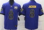 Baltimore Ravens #8 Lamar Jackson Limited Purple Gold Vapor Untouchable Jersey