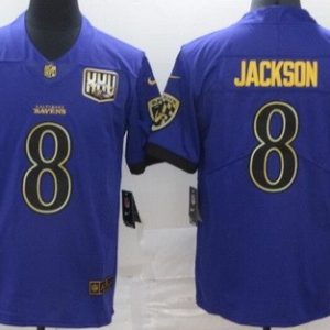 Baltimore Ravens #8 Lamar Jackson Limited Purple Gold Vapor Untouchable Jersey